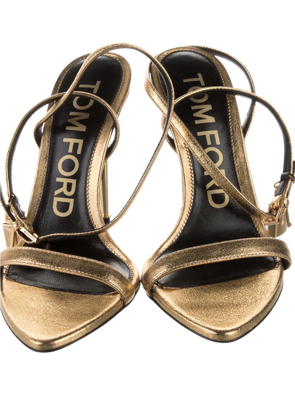 Tom Ford Metallic Gold Strappy Stiletto Sandals